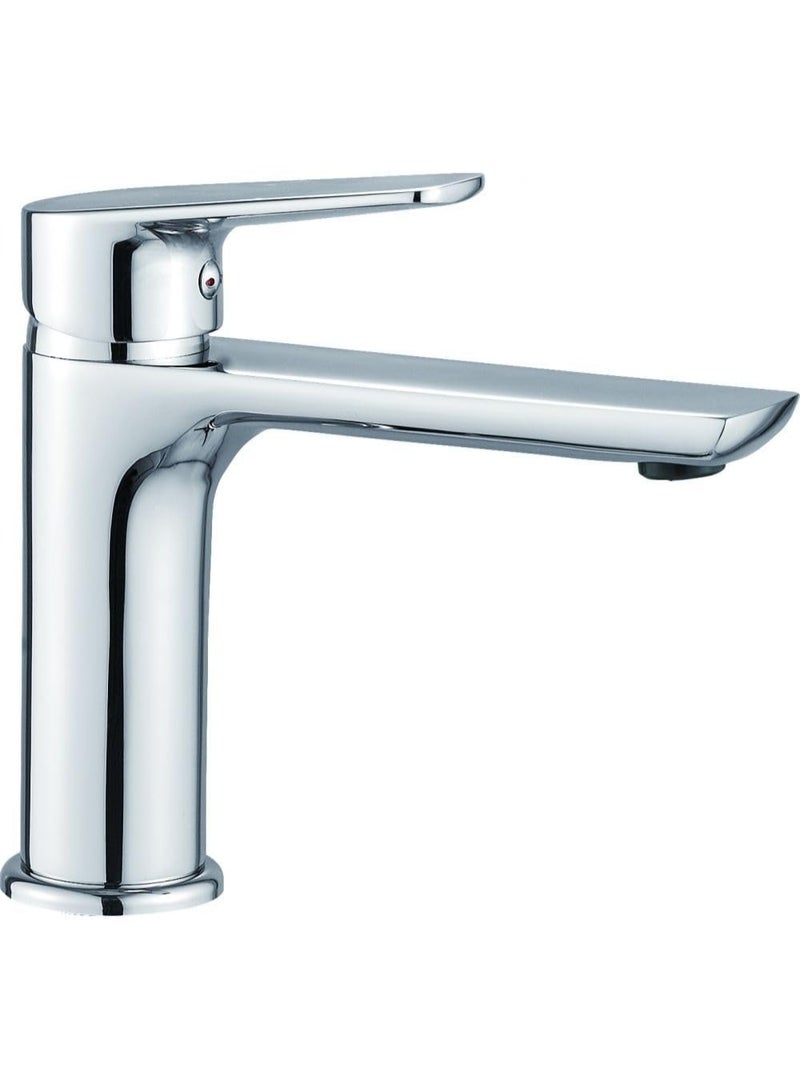 ALMIFTAH Milano Plus Bayz Plus Art Basin Mixer Tap | Single Lever Washbasin Faucet | Solid Brass Construction | Hot & Cold Water Control | Chrome Finish Bathroom Mixer - Image 1